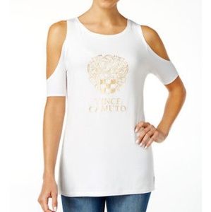 Vince camuto cold shoulder white top